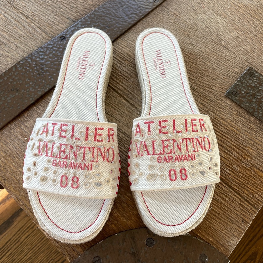 Valentino garavani atelier slides sandals espadrilles flats sz 38